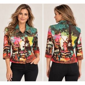 Vtg 90s Mirror Image Patchwork Jacket~Sz S~Paris Cotton Pop Art Maximalist Artsy